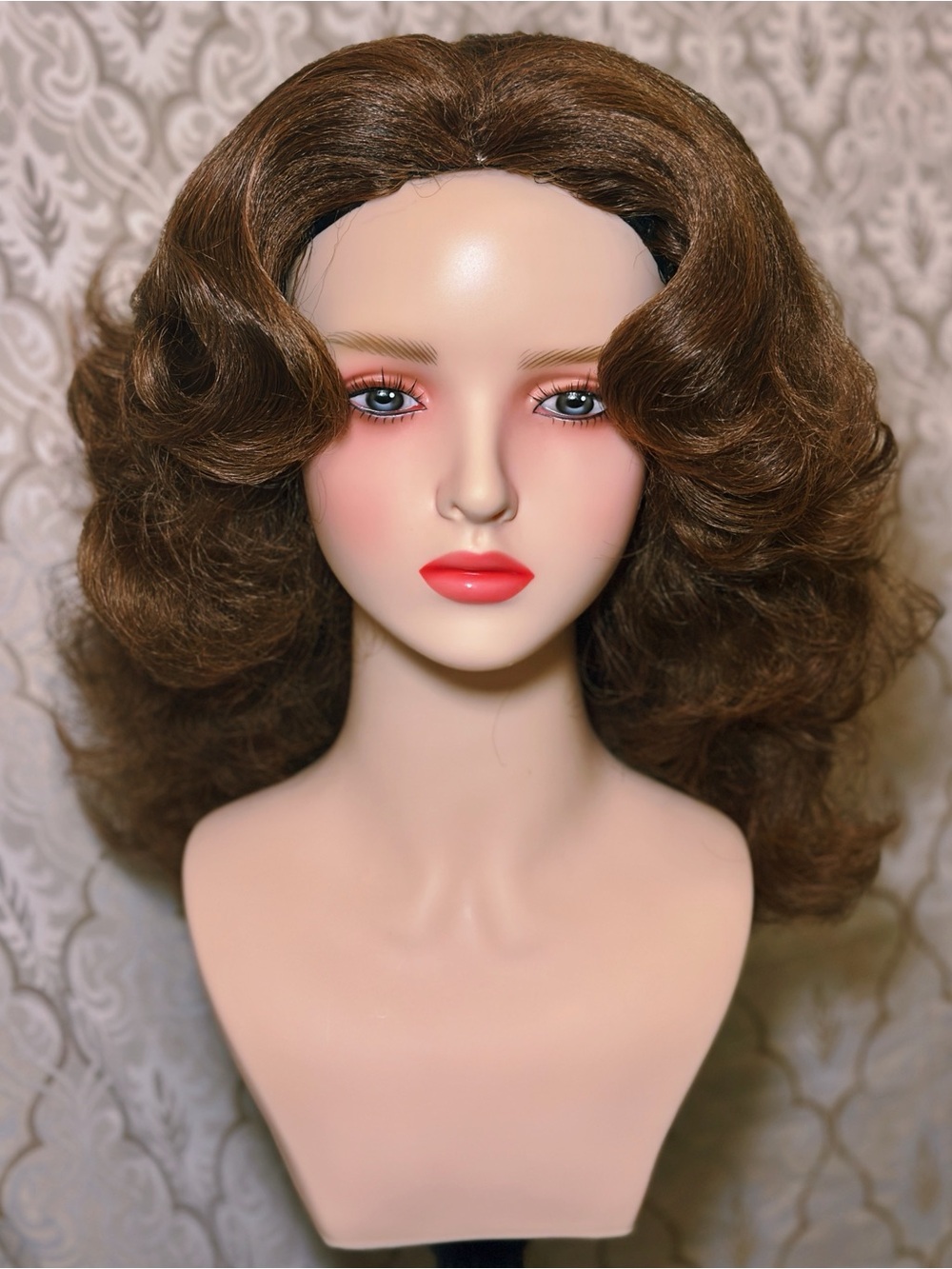 70s Brunette HardFront Wig